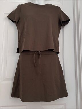 EXLURA Women's S Green Tennis Skort Set Athletic Outfit Workout Lounge Set at